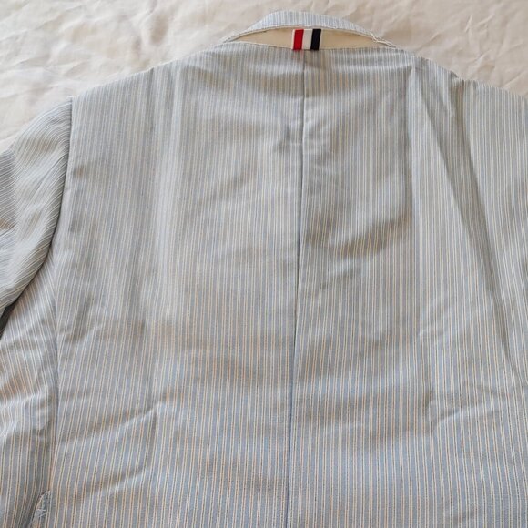 NEW THOM BROWNE BLUE Striped Wool Double Breasted BLAZER Women's RARE - Picture 5 of 16